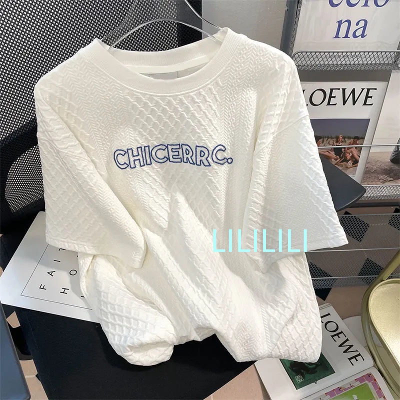 Set Áo Thun Bánh Quế Và Quần ngắn ống rộng Phong Cách Retro Dành Cho Nữ