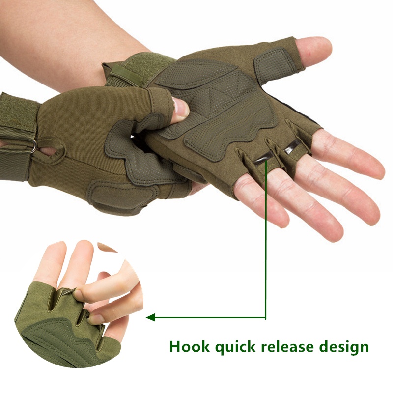 Găng Tay Nửa Ngón Phong Cách Quân Đội Tiện Dụng