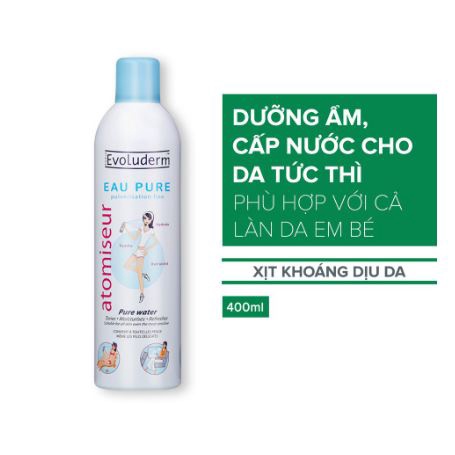 Xịt Khoáng Cấp Ẩm Làm Dịu Da Evoluderm 400ml,Xịt Khoáng Dưỡng Da Se Khít Lỗ Chân Lông