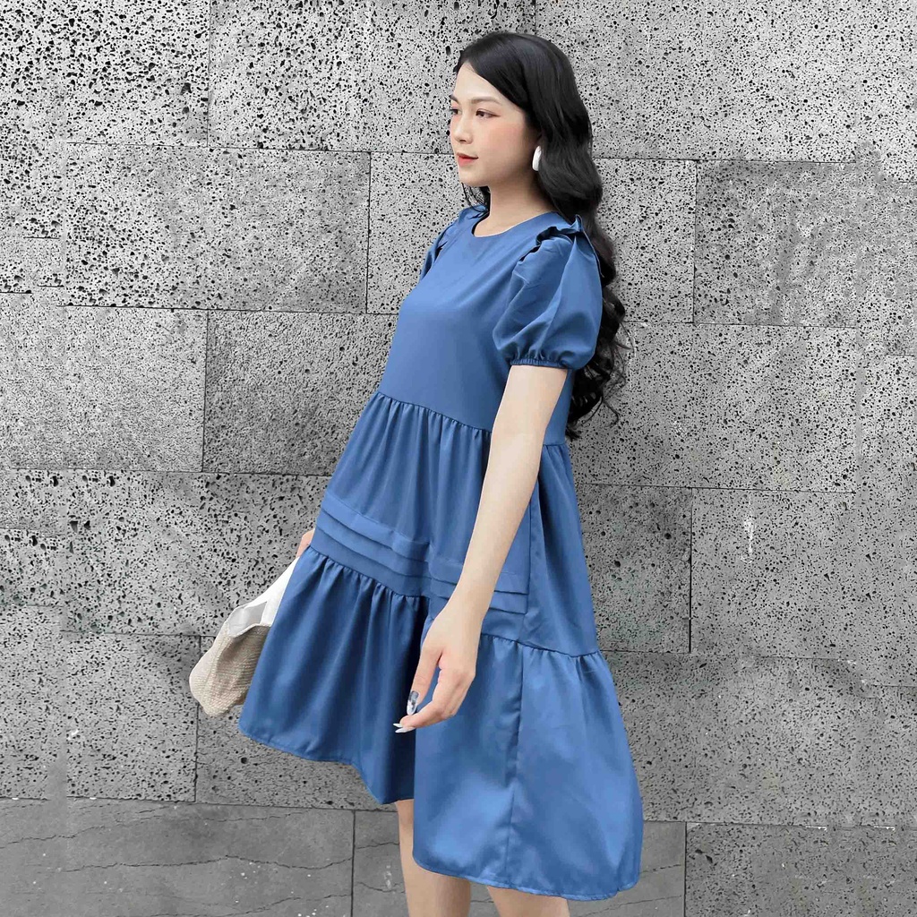 Đầm bầu Babydoll HINATA - dáng xoè tay áo phồng dễ thương DB027