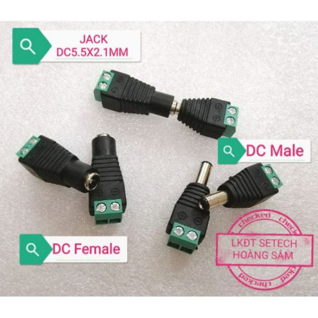 Jack cắm nguồn chân nguồn DC 5.5x2.1mm loại cài dây vặn vít