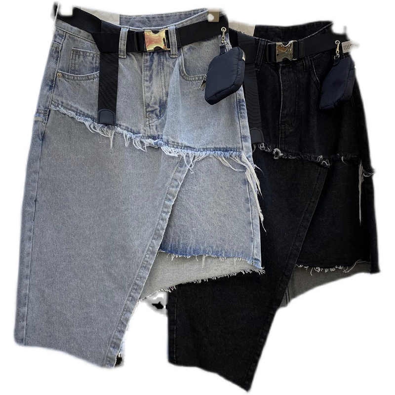 Chân váy chữ A JSC denim lưng cao dáng ôm không thắt lưng phong cách Hong Kong dành cho nữ