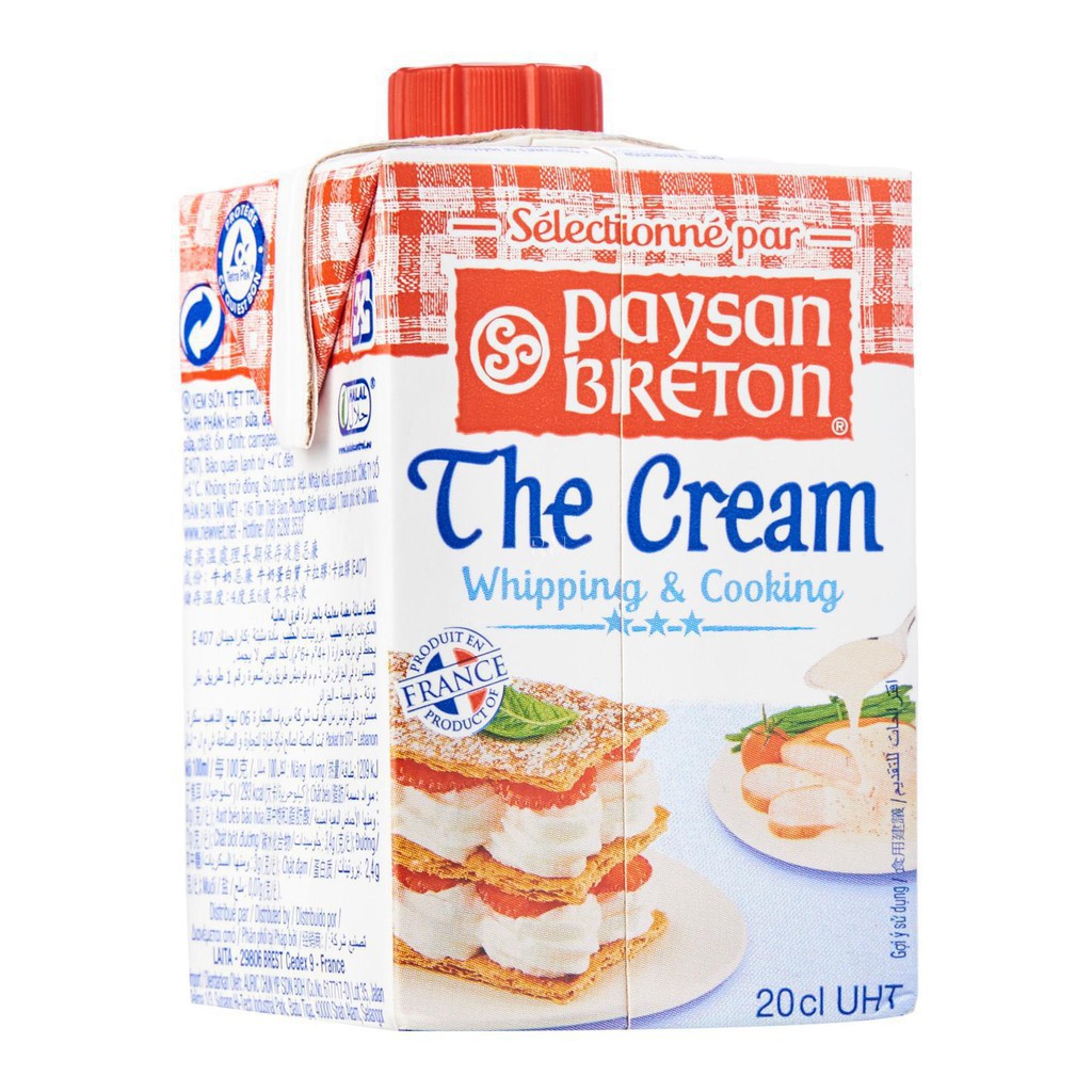 Kem sữa whipping cream Paysan Breton hộp 200 ml