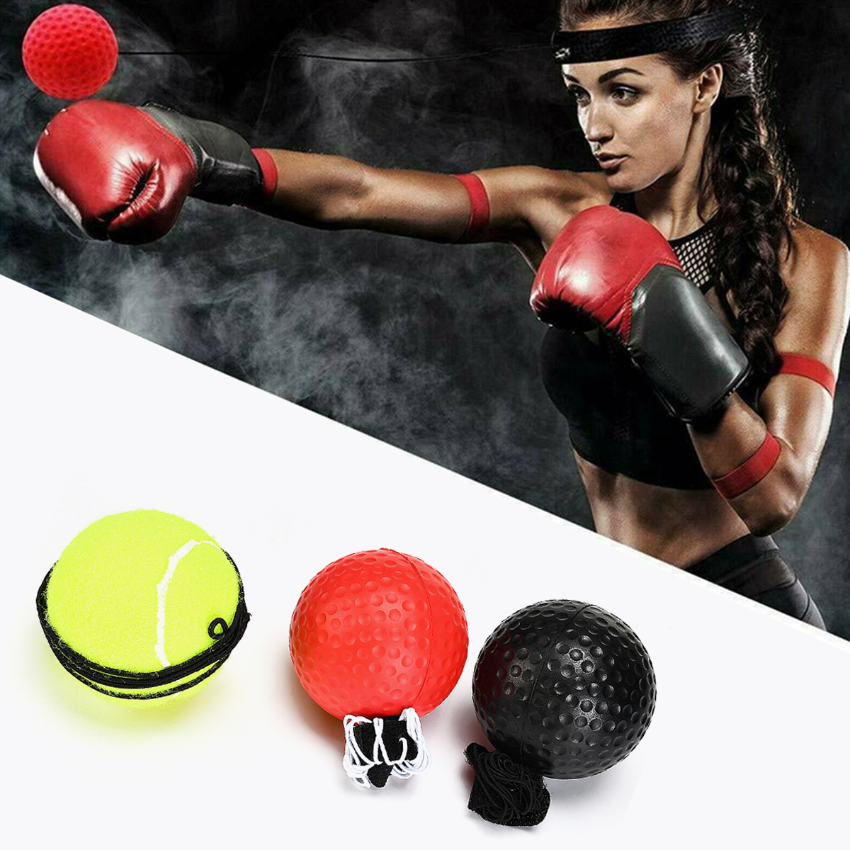 Bóng Tập Phản Xạ Boxing Có Băng Đô Đeo Đầu Tiện Dụng