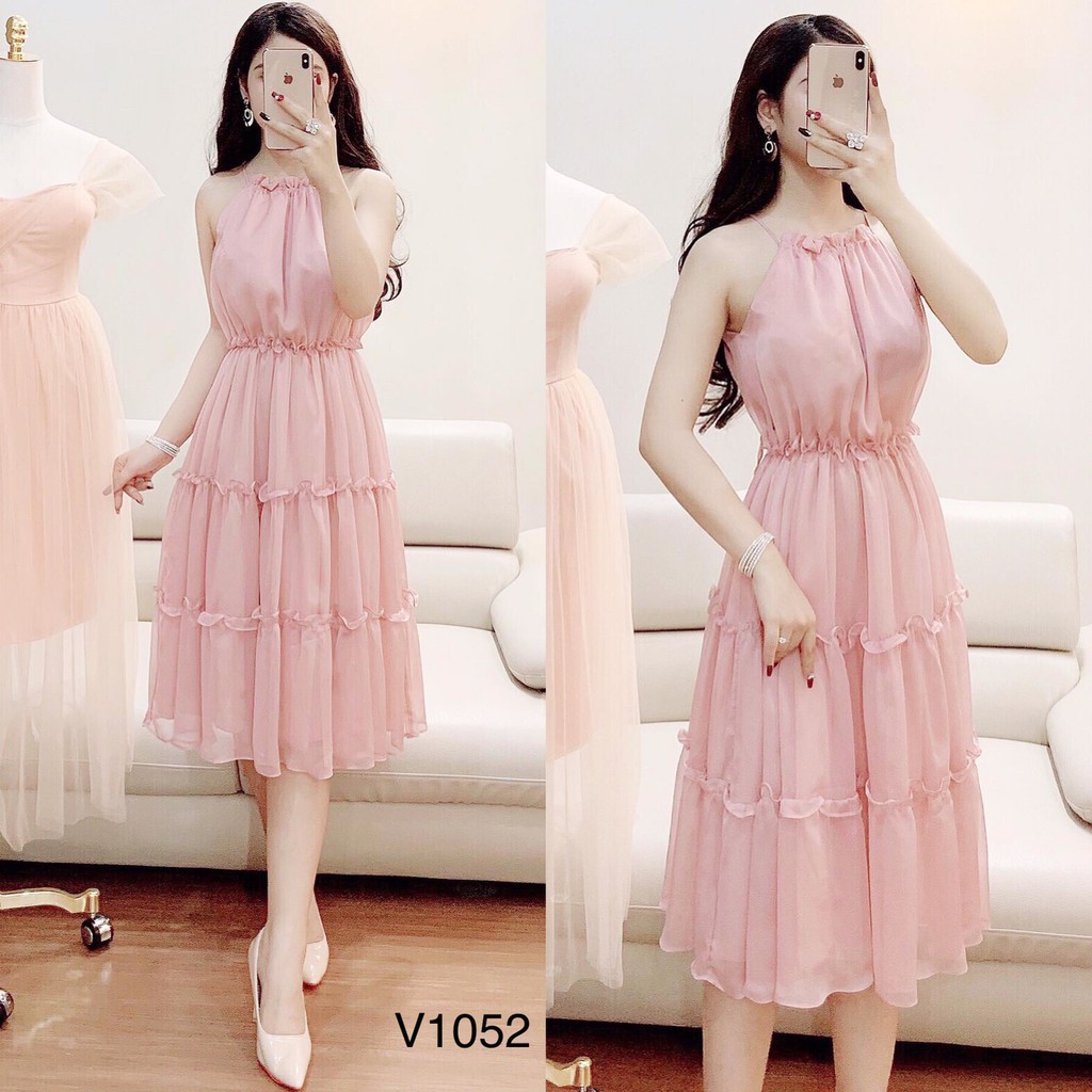 Mie Design - Đầm maxi hồng V1052 ảnh thật