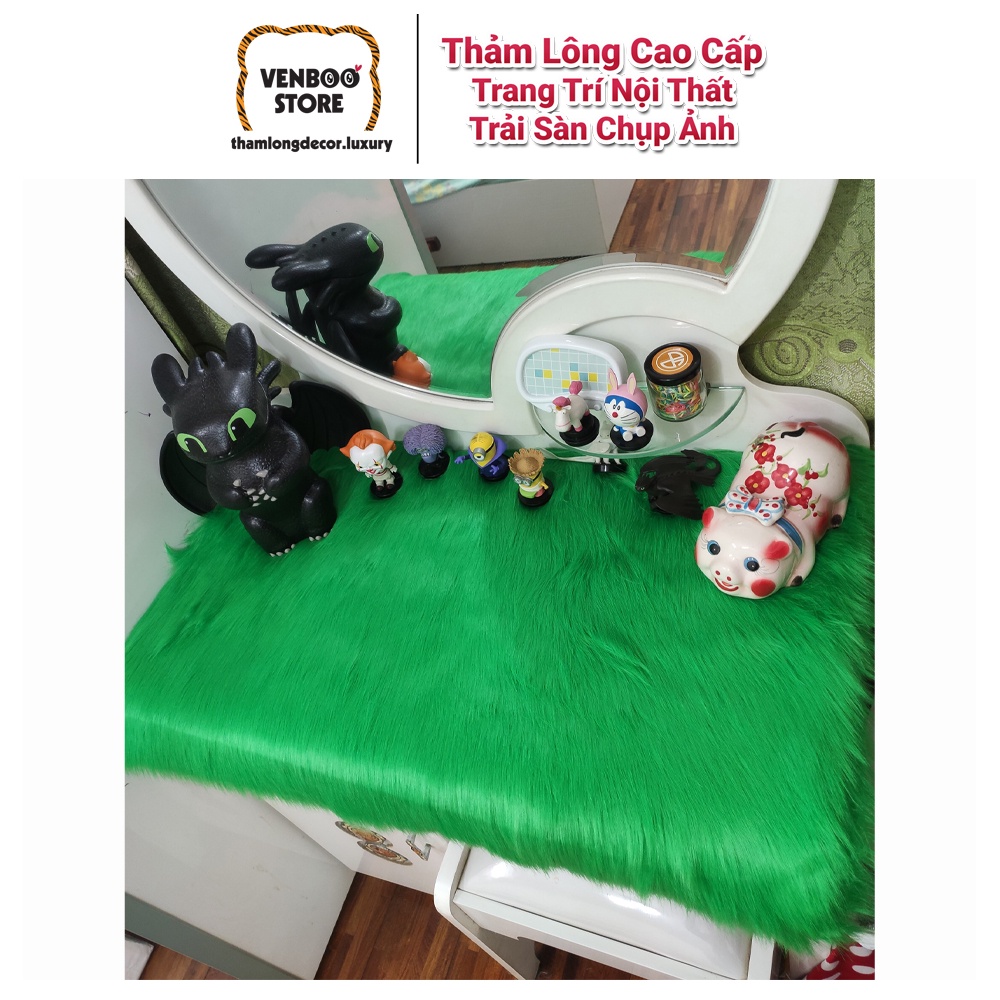 Thảm Lông Decor Bàn Trang Điểm Decor Bàn Học | Thảm Lông Chụp Ảnh | Xanh Mint 5cm