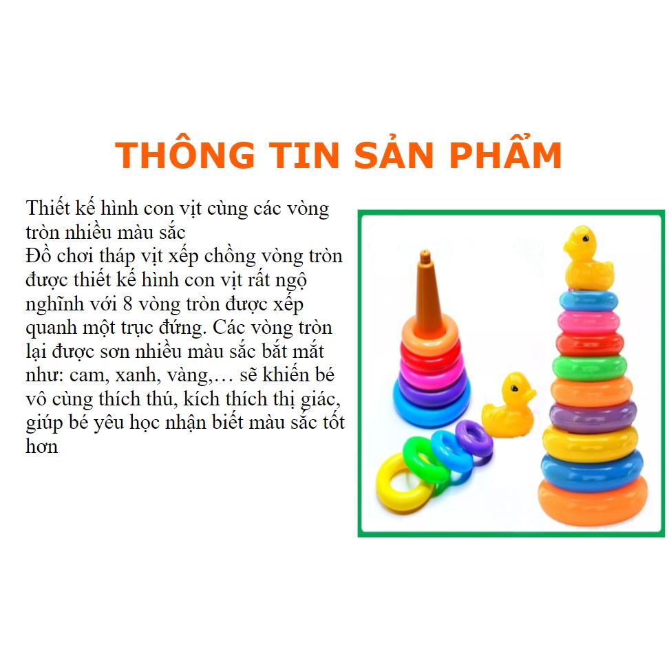 Xếp Chồng Nhựa 11 Chi Tiết- Đồ Chơi Thả Vòng Tròn Phát Triển Kỹ Năng Cho Bé