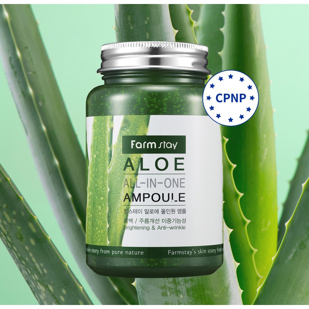 Ampoule huyết thanh tinh chất kem lô hội Farmstay tất cả trong 1 dưỡng ẩm da 250ml