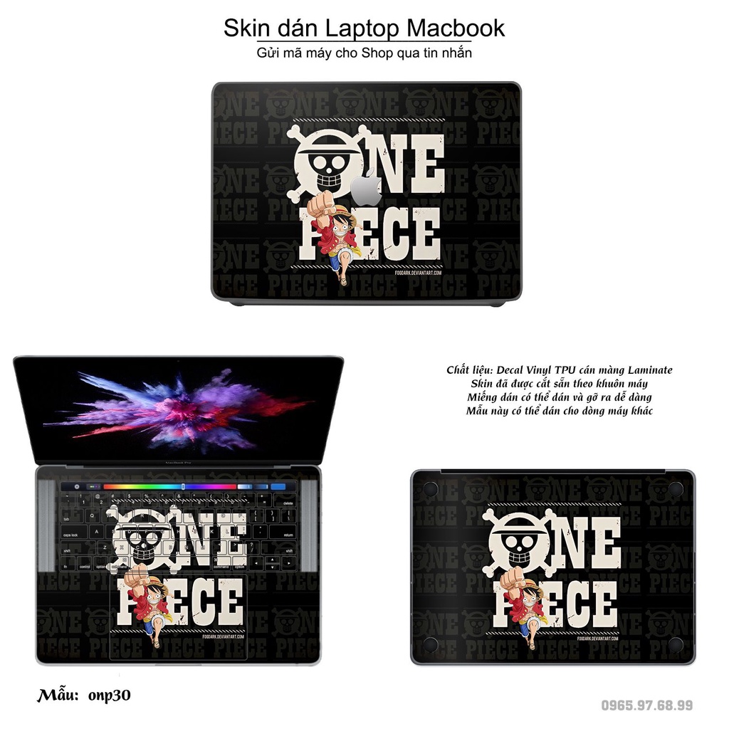 Skin dán Macbook mẫu One Piece (đã cắt sẵn, inbox mã máy cho shop)