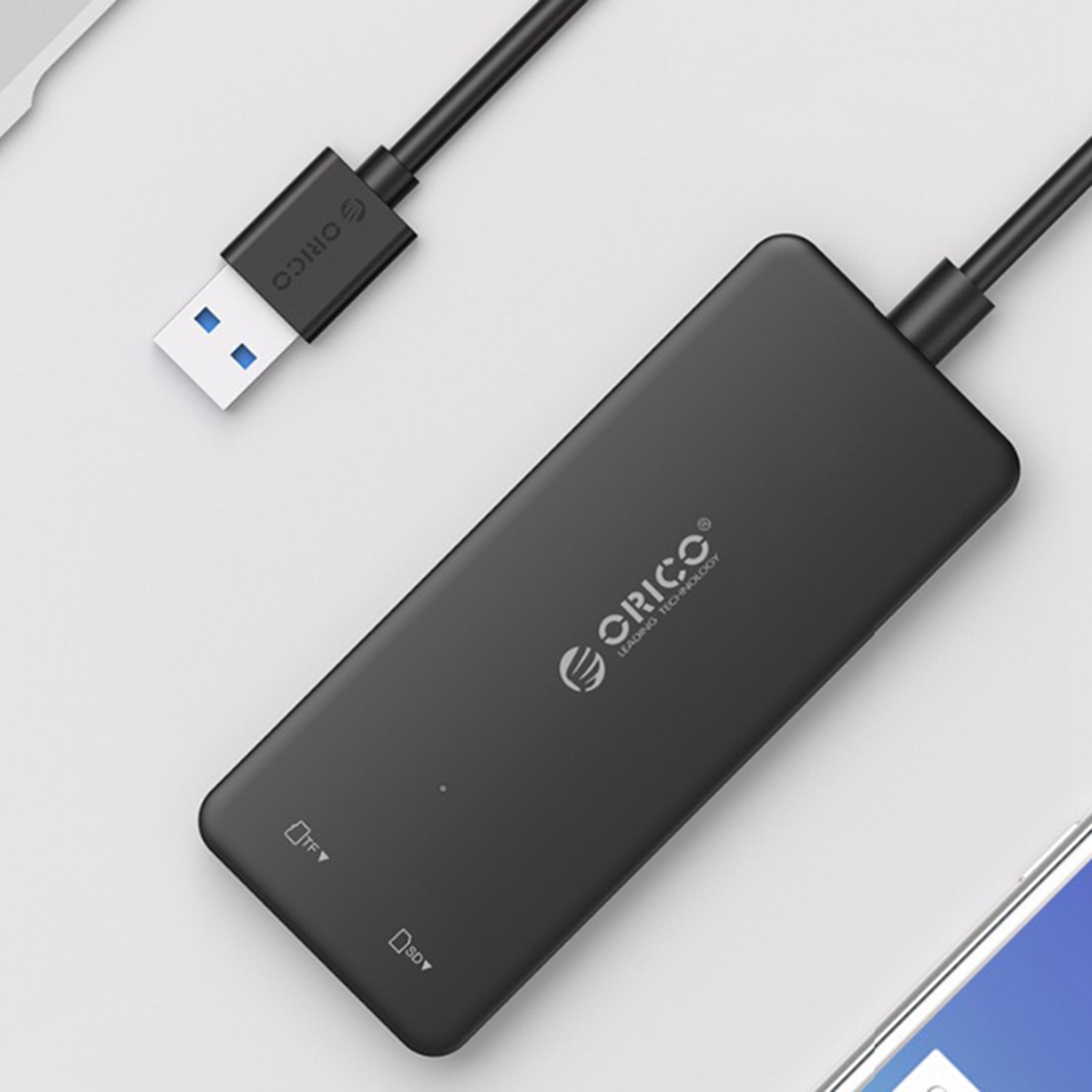 Hub + Đầu Đọc Thẻ 2 Trong 1 ORICO H3TS-U3 Có 3 Cổng USB 3.0