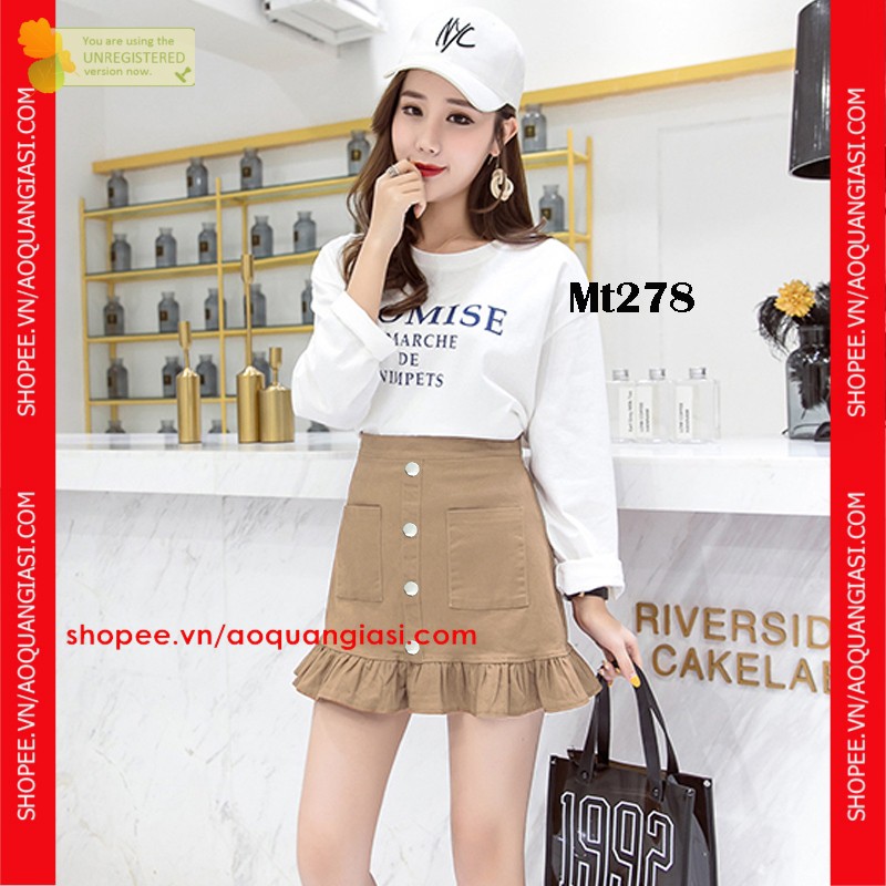 Chân váy kaki đuôi cá nút MT278