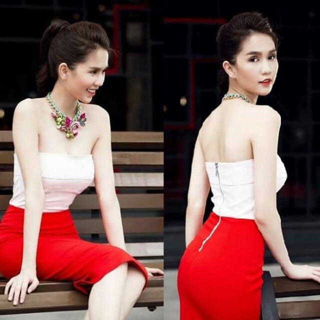 Đầm body cúp ngực phối màu ME79