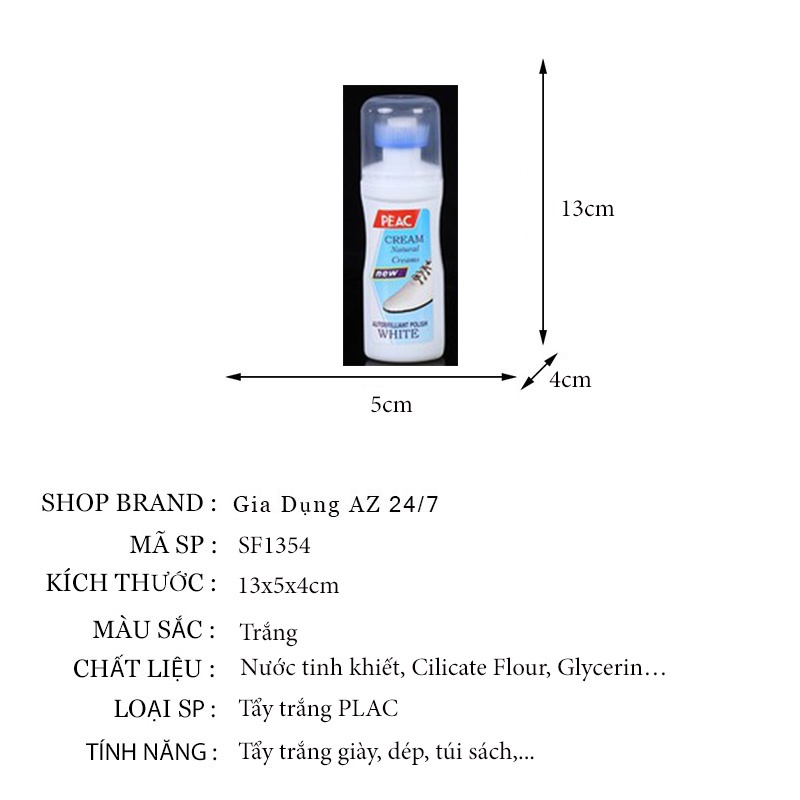 Lọ tẩy trắng giày dép túi xách, làm sạch giày PLAC siêu sạch đầu cọ mềm mại không làm xước đồ dùng SF1354