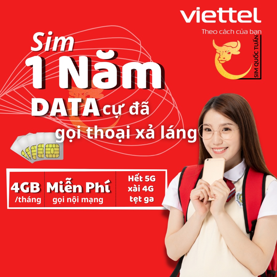 [Dùng 4G 1 năm miễn phí ] Sim 4G D500 Viettel / Vinaphone / UMAX50N Trọn Gói 1 Năm Không Nạp Tiền có thể nghe gọi