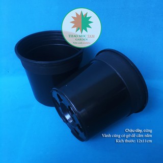 05c Chậu nhựa cứng 12x11cm (Đen bóng) – Chậu nhựa cứng, dày thích hơp trồng sen đá, xương rồng, lan kiếm và cây hoa nhỏ