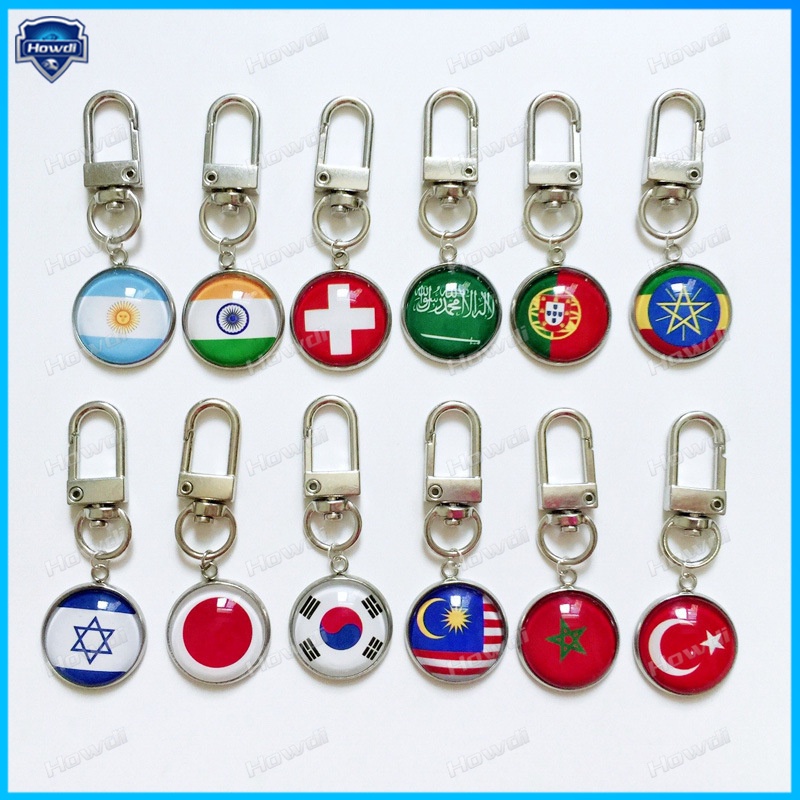 Móc Khóa Kim Loại Hình Lá Cờ Các Nước