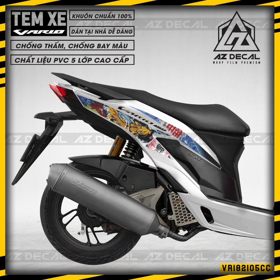 Tem Dán Xe Honda Vario Mẫu Cá Chép | VR182105CC | Chất Liệu Decal PVC Cắt Khuôn Sẵn, Chống Thấm Nước