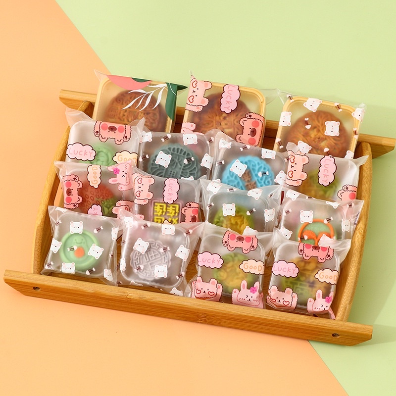 set 50 túi kiếng dán 3 size bánh 50 g, 63 - 80 g, 100 g