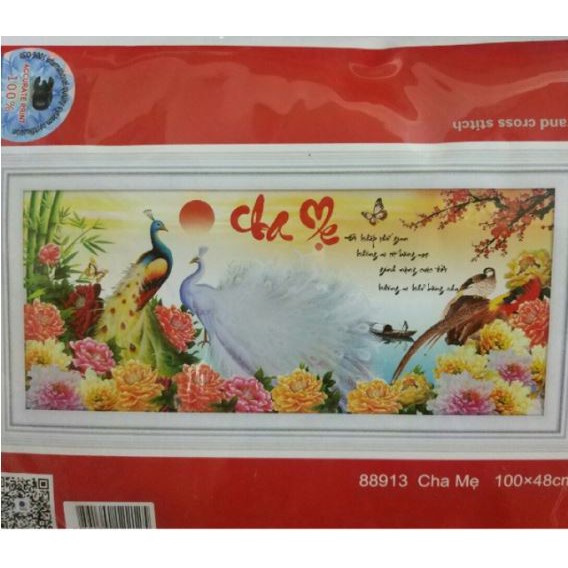 Tranh thêu chữ thập cha mẹ 88913 (KT: 100 x 48 cm)