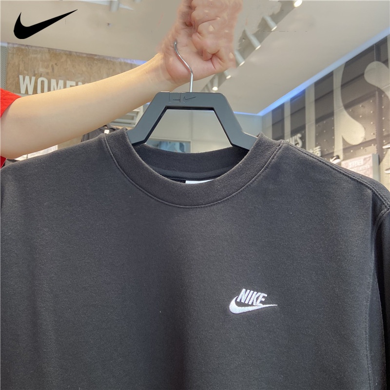 Áo Sweater Cotton Màu Đen Thêu Logo Thời Trang Thể Thao Cho Cặp Đôi