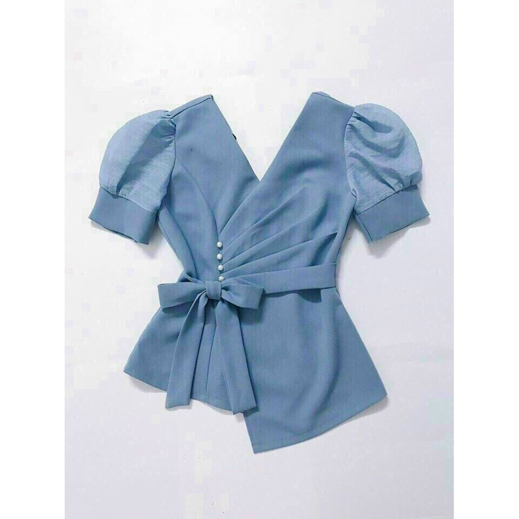 Set Bộ Công Sở - Set Bộ Xếp Ly Đính Nơ Đóng Cườm Tay Tơ Lưới - Thời Trang Dressery Store