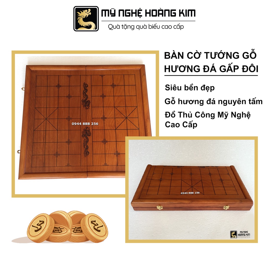 Bàn cờ tướng gỗ Hương đá gấp đôi ( nguyên tấm) Không bao gồm quân cờ Mỹ Nghệ Hoàng Kim