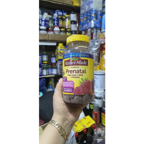 Kẹo dẻo Vitamin dành cho mẹ bầu - Nature Made Prenatal Gummies FoLic Acid +DHA+ Choline Date 11/23
