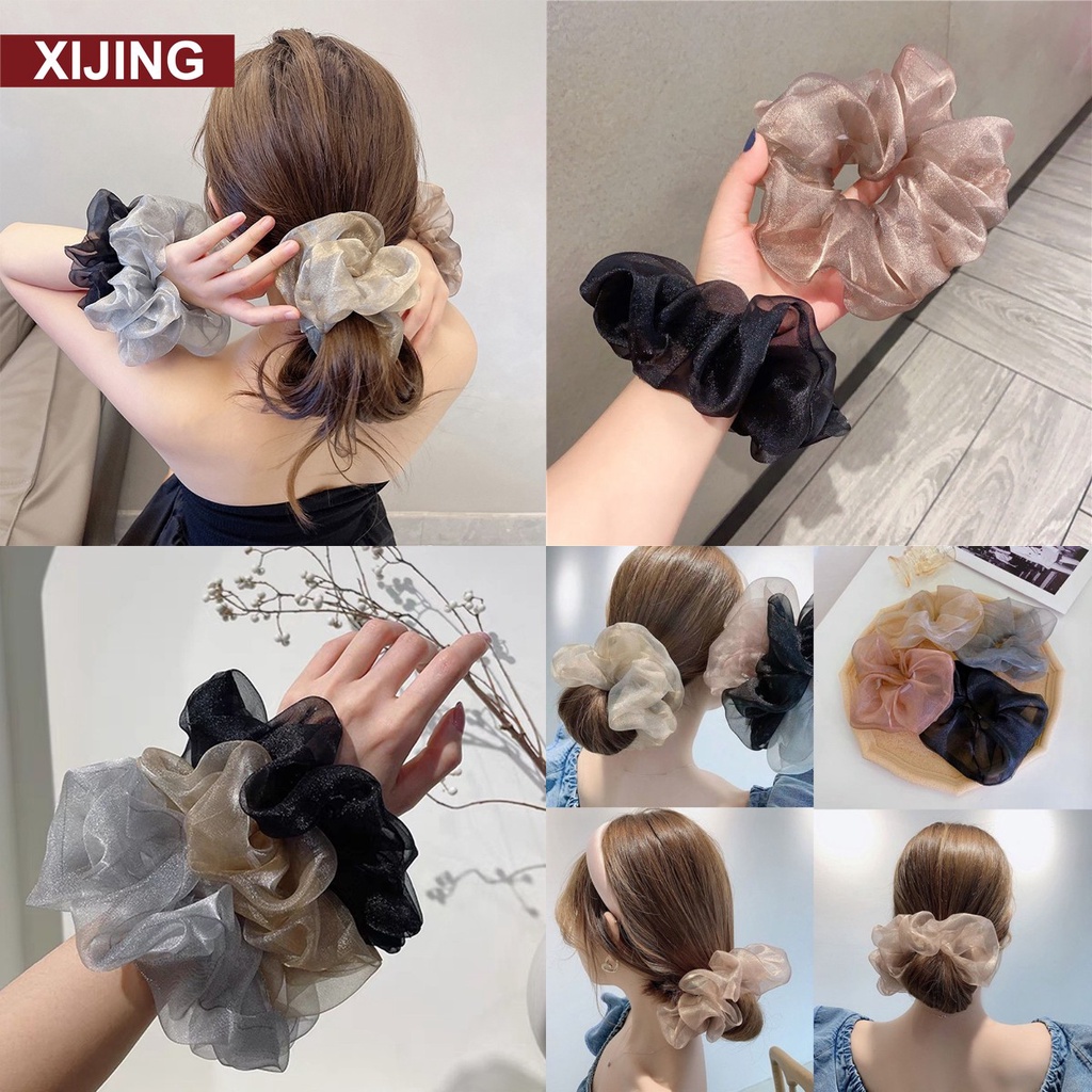 【COD】Dây buộc tóc cỡ lớn bằng vải organza thời trang cho nữ