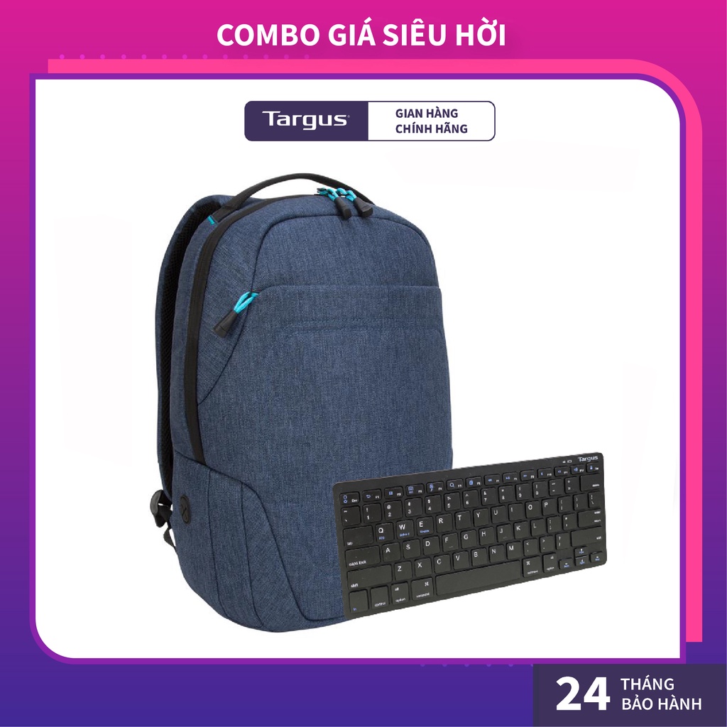 Combo Balo Laptop Targus TSB952 Groove X2 Compact Cho MacBook, Laptop 15.6 inch &amp; Bàn Phím Không Dây TARGUS AKB55