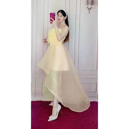 Đầm dự tiêc tầng đuôi tôm đinh lông TRIPBLE T DRESS - Size M/L (kèm ảnh/video thật )