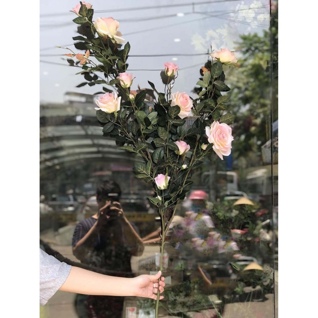 Hoa giả, hoa lụa - cây hoa hồng giả trang trí siêu xinh