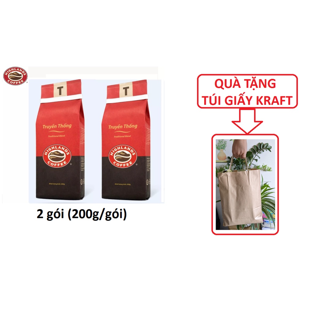 Combo 2 gói Cà phê Rang xay Truyền thống Highlands Coffee 200g