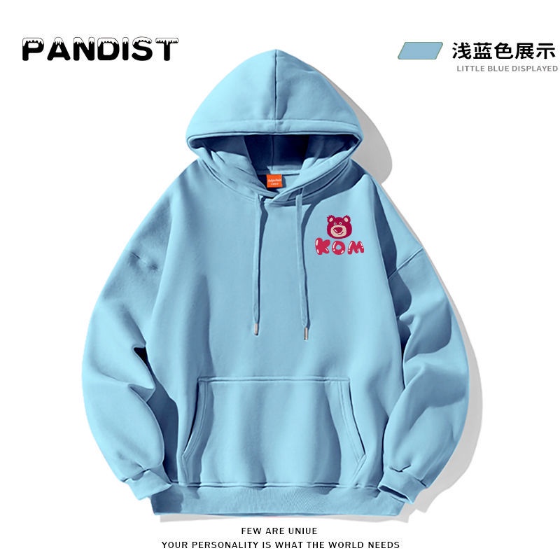 Áo Hoodie Dày Dặn Tay Dài In Họa Tiết Gấu Và Dâu Tây Dễ Thương Thời Trang Xuân Thu Cho Nữ