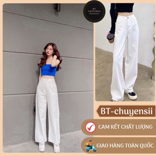 Quần jean trắng trơn ⚡️ SIÊU HOT ⚡️ quần bò ống suông nữ lưng cao BT-chuyensii phong cách ulzzang cá tính