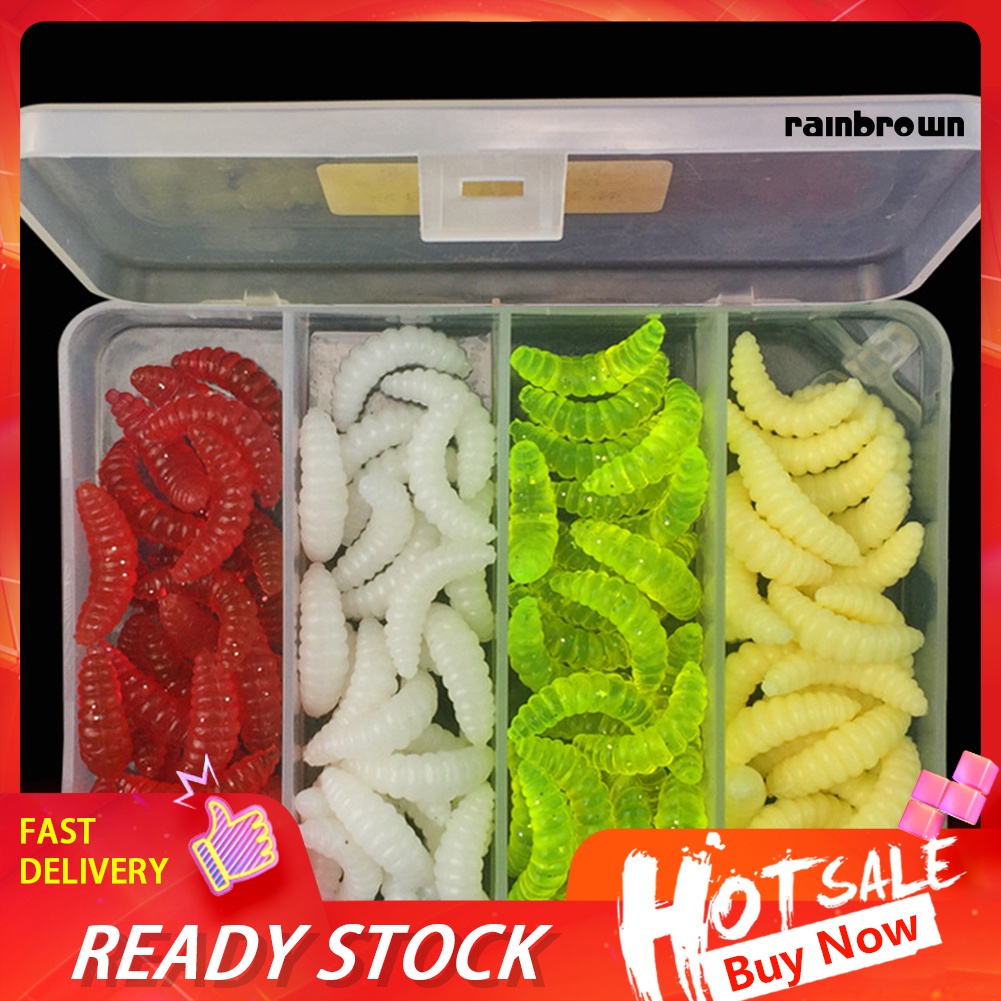 Set 100 mồi giả câu chất liệu silicon mềm có 4 màu sắc độc đáo