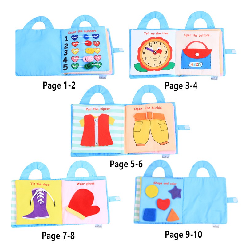 Sách vải đồ chơi học tập nhận biết theo phương pháp montessori vui nhộn dành cho trẻ em