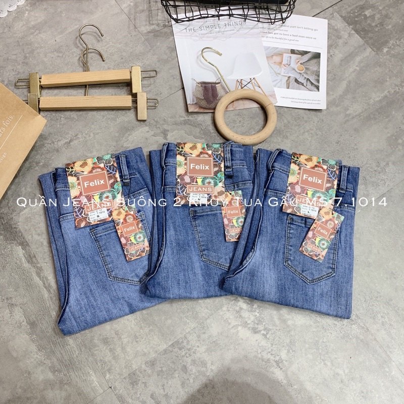 Quần Jeans Suông 2 Khuy Tua Gấu MS 7.1014  Full size : S / M / L .