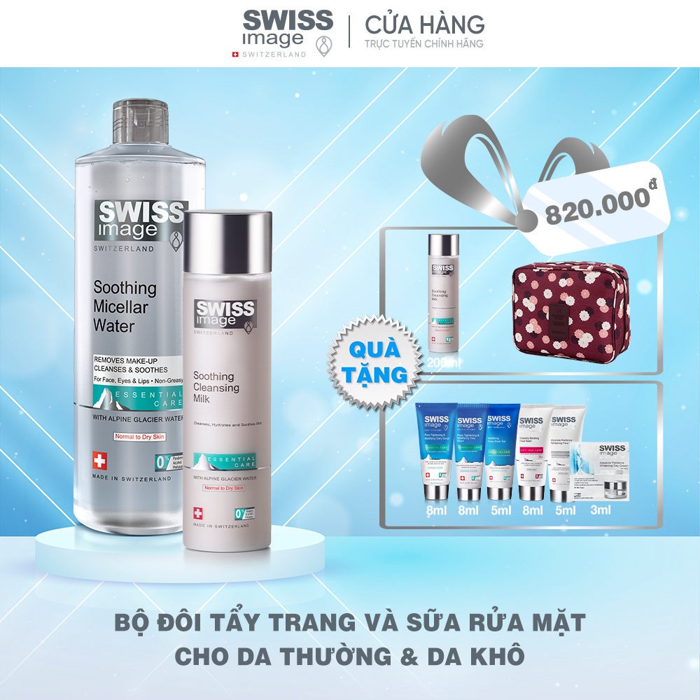 Bộ Đôi Tẩy Trang &amp; Sữa Rửa Mặt Cho Da Thường Đến Da Khô