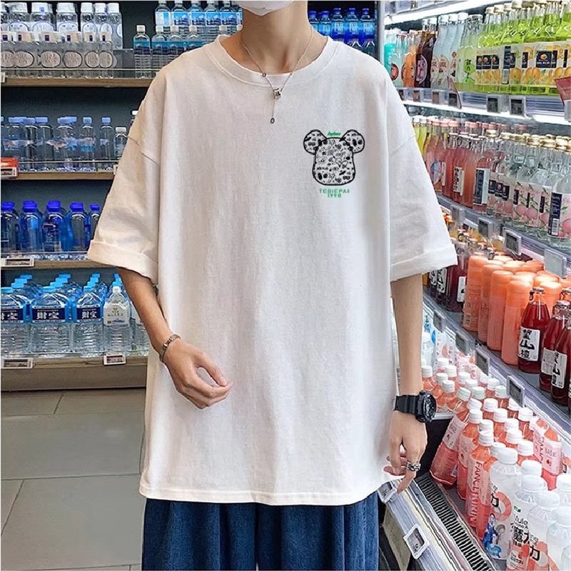 Áo Thun Dáng Rộng In Chữ Phong Cách Hip Hop Đường Phố Hàn Quốc Thời Trang Mùa Hè Cho Nam Và Nữ M-8XL