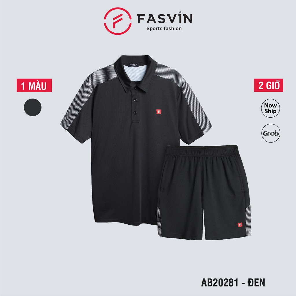 Bộ thể thao nam Fasvin AB20281.SG bộ hè nam chất poly cao cấp mềm nhẹ co giãn thoải mái mát mẻ | BigBuy360 - bigbuy360.vn