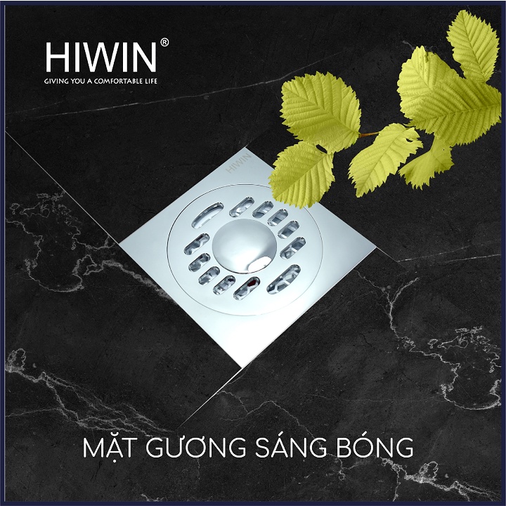 Phễu thoát sàn máy giặt ngăn mùi hôi thoát nước nhanh đồng mạ crom kích thước 100x100mm HIWIN FD-1101WH