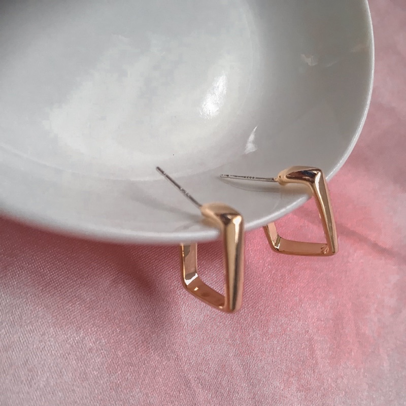 Khuyên tai nữ LEANIN bạc 925 hình vuông Square Earing