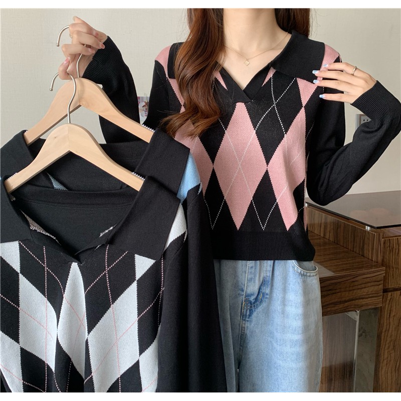 NZN Áo Len Dệt Kim Dài Tay Cổ Polo Phong Cách Hàn Quốc Thời Trang Mùa Thu