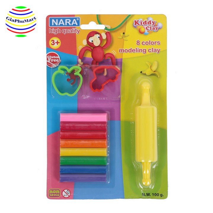 Vỉ Đất Nặn 8 Màu Kiddy Clay - ST-100-8