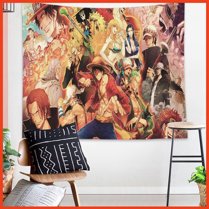 Thảm Treo Tường Anime OnePiece, Tranh Vải Trang Trí Phòng Ngủ Kích Thước 70 x 100 cm [ Tặng Kèm Móc Treo ]