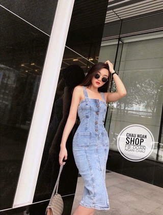 Đầm jean 2 dây sang chảnh