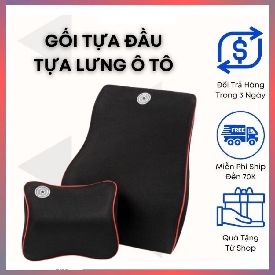 Gối tựa đầu và lưng cao su non để ghế ô tô, văn phòng BH 1 năm