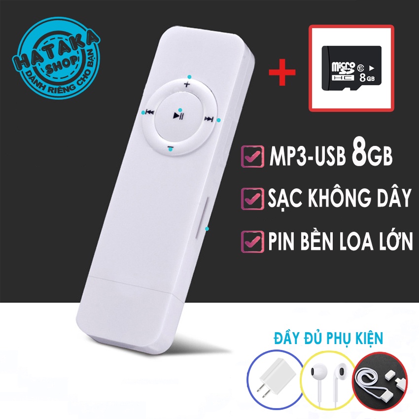 Máy nghe nhạc mp3 USB 8GB sạc không dây, loa ngoài cỡ lớn