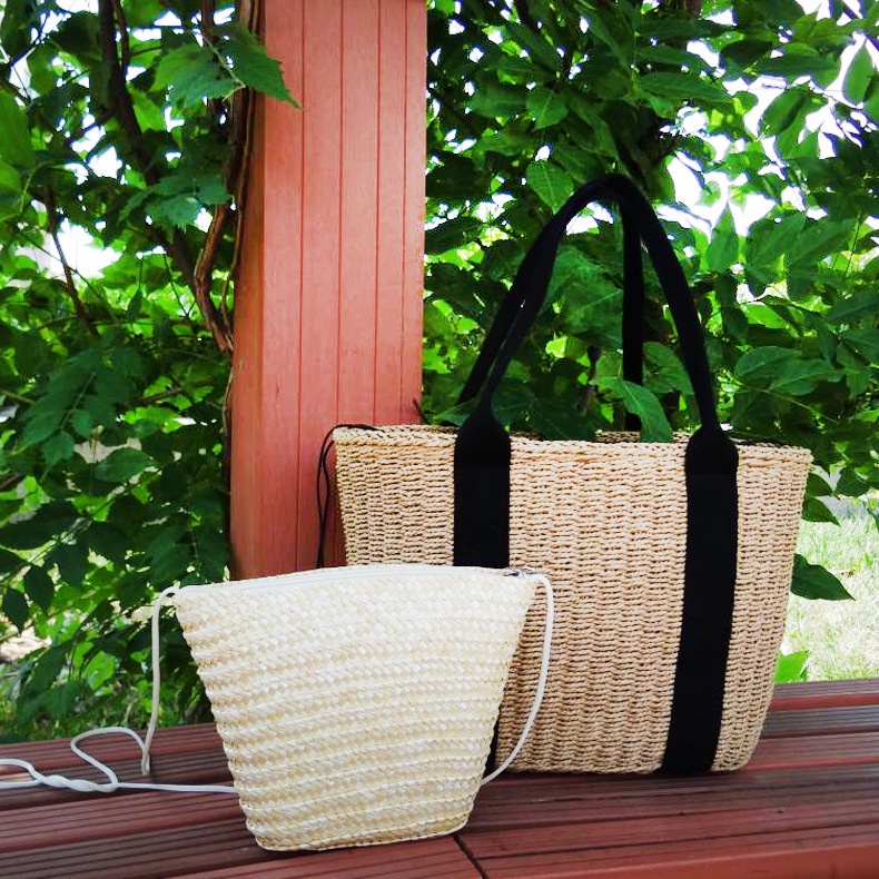 Túi đeo vai IELGY đan cói màu sắc tương phản thời trang cho nữ