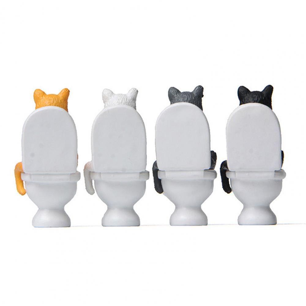 Wadees Mô Hình Chú Mèo Ngồi toilet Mini Dễ Thương